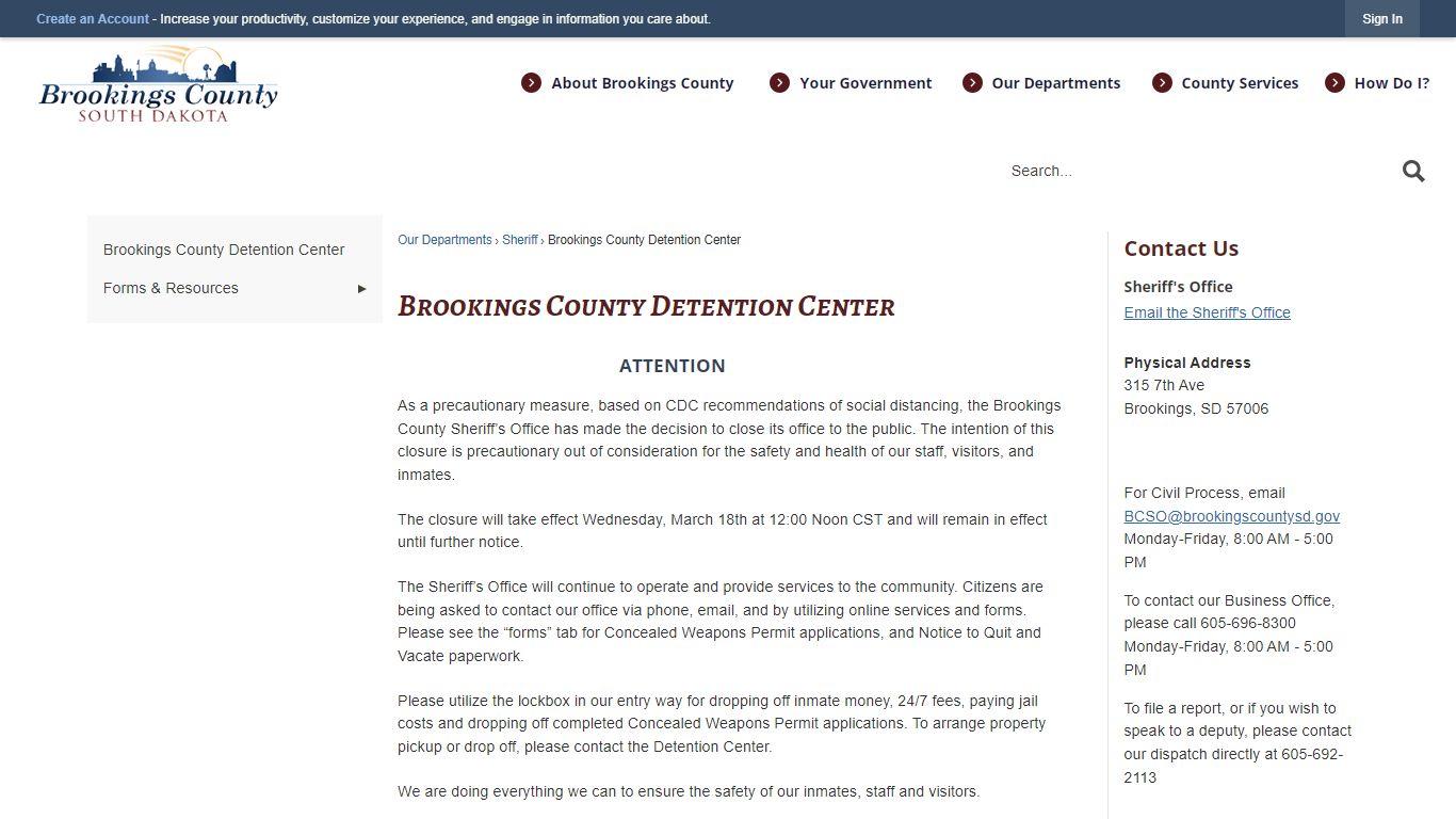 Brookings County Detention Center | Brookings County, SD ...