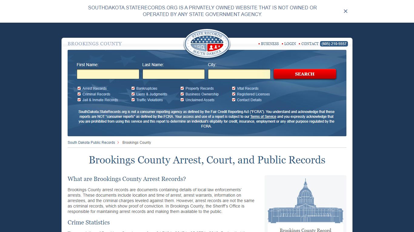 Brookings County Arrest, Court, and Public Records